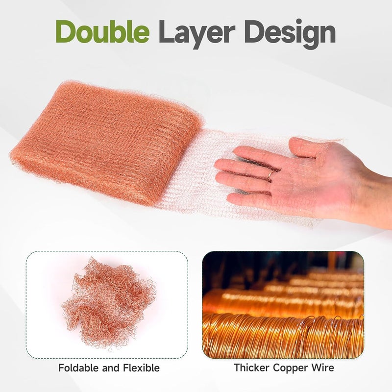 Witvalism Copper Mesh Rodent Control, 4in x 30ft Premium Copper Wool Ideal for Hole Blocking, Rustproof Pure Mesh for Mice Slug Snail Control, with Exclusive Wood Stick - Image 4